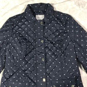 Charter Club Navy Polka Dot Quilted Jacket